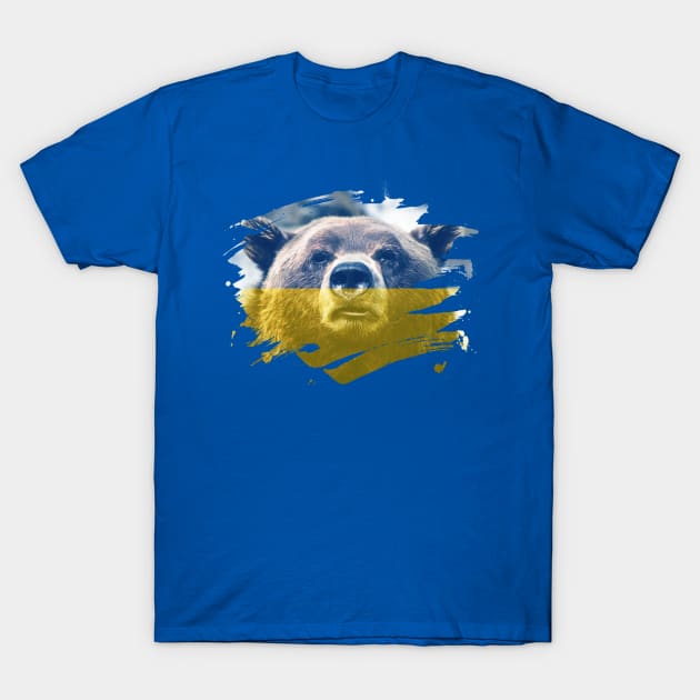 Ukraine Flag & Bear - Ukrainian Pride Design T-Shirt by Family Heritage Gifts